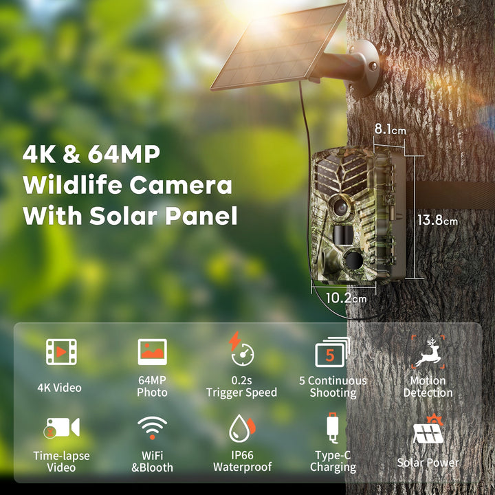 Solareye SV - TCYW 4K 64MP WiFi Solar Powered Trail Camera - Solareye